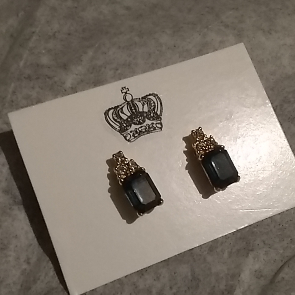 Monet Crown Saphire Blue/Rhinestone Earrings